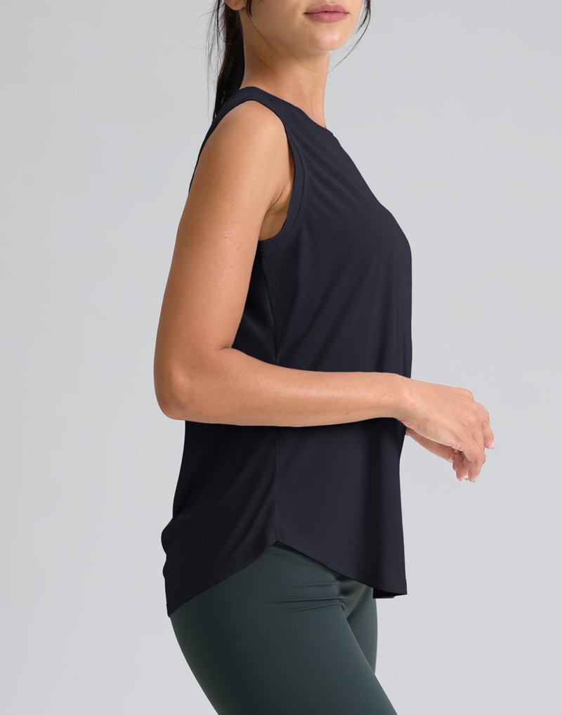 SANTINY Women's Sleeveless Workout Tops Breathable Lightweight Active Tennis Yoga Shirts Athletic Running Tank Tops for Women (Navy_XL)