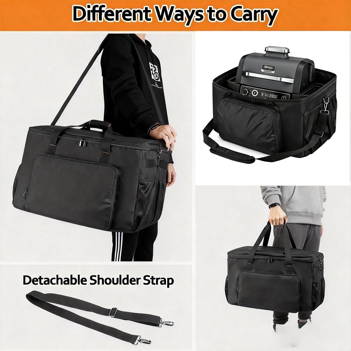 Gawinco Carry Bag for Ninja Pizza Oven OO100 Series, Water-Resistant Padded Carrying Case with Multi-Pockets and Shoulder Straps, Black