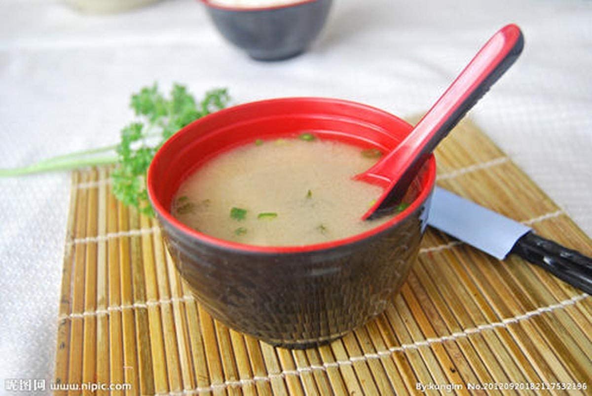 JapanBargain 2384x4, Set of 4 Asian Japanese Chinese Wonton Soba Rice Pho Ramen Noodle Soup Spoons, Black/Red