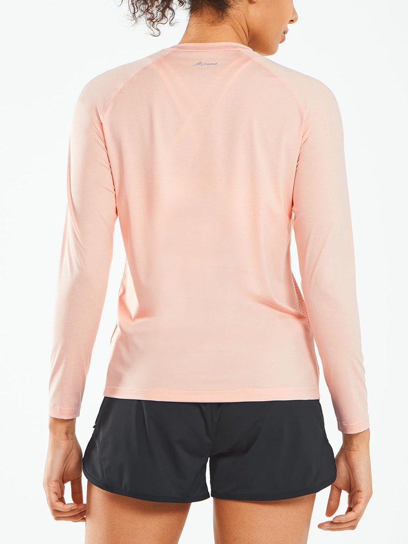 ALLZERO Rash Guard for Women UPF 50+ Long Sleeve Sun Shirts Quick Dry SPF Shirts for Workout Hiking Fishing PINKHEATHER-L