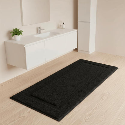 SHACOS Super Soft Black Bathroom Runner Rugs 20x47 inch Non Slip Washable Long Rugs for Bathroom Floor Tub Shower Bath Mats Bath Decor Accessories, 1'8" x 3'11"