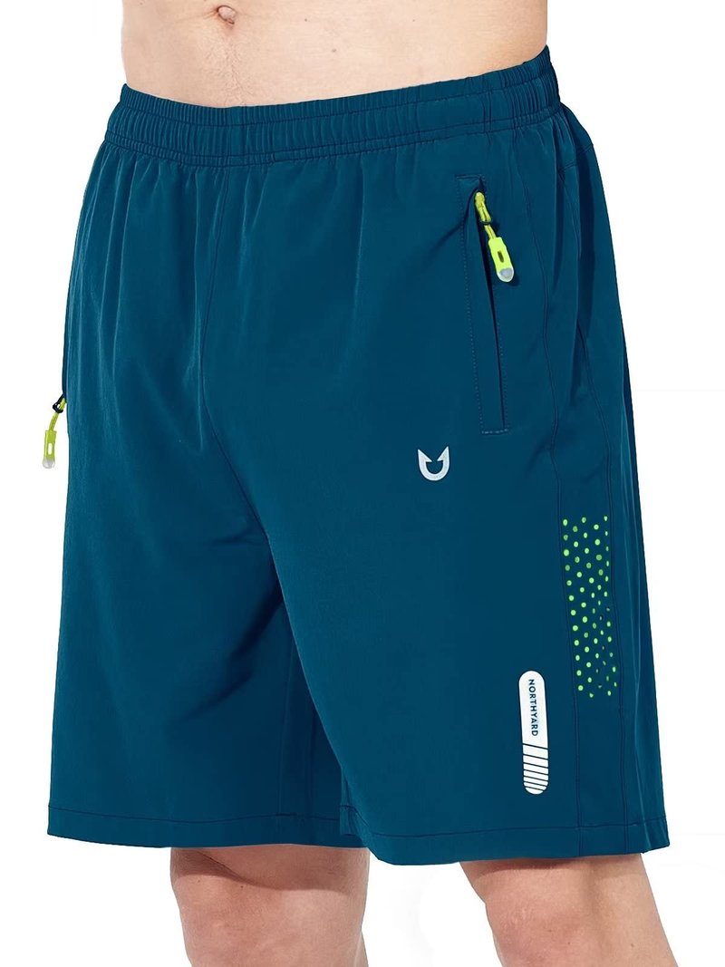 NORTHYARD Men's Athletic Running Shorts Gym Workout 7"/9"/5" Quick Dry Lightweight Sports Basketball Tennis 3 Zipper Pockets Seablue XL