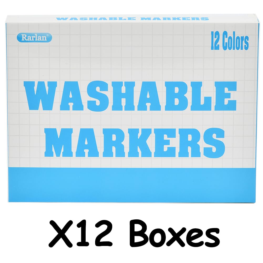 Rarlan Washable Markers Bulk, Markers for Kids, Classpack, 12 Colors,12 Boxes, 144 Count