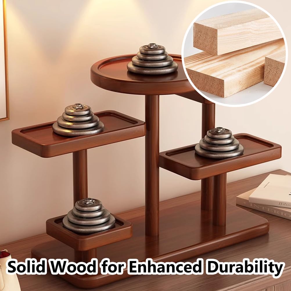 STEHEMO Wooden Tray for Countertop, Cologne Stand Shelves, Elegant Organizer for Cosmetics, Jewelry, Perfume, Candle, Key, Solid Wood Tray for Bathroom, Kitchen, Bedroom, Entryway,Brown