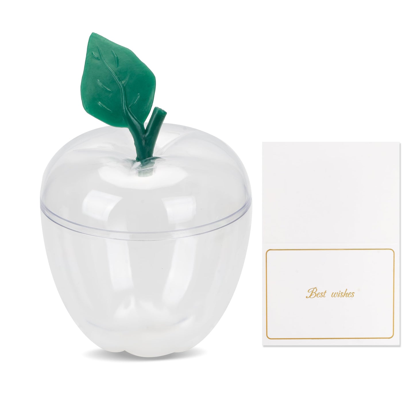 TIEYIPIN Large Clear Apple Container with Blank Cards, Plastic Apple Shaped Gift Box Candy Jar, Back to School Teacher Appreciation Gift, Wedding Party Favor, Christmas Decorations Supplies