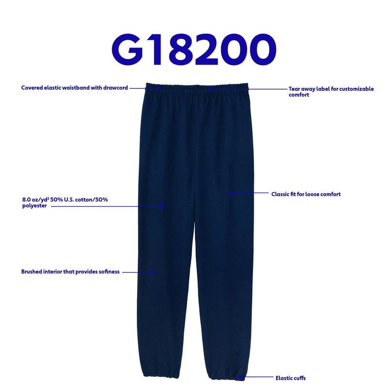 Gildan Adult Fleece Elastic Bottom Sweatpants, Style G18200, Black, Large