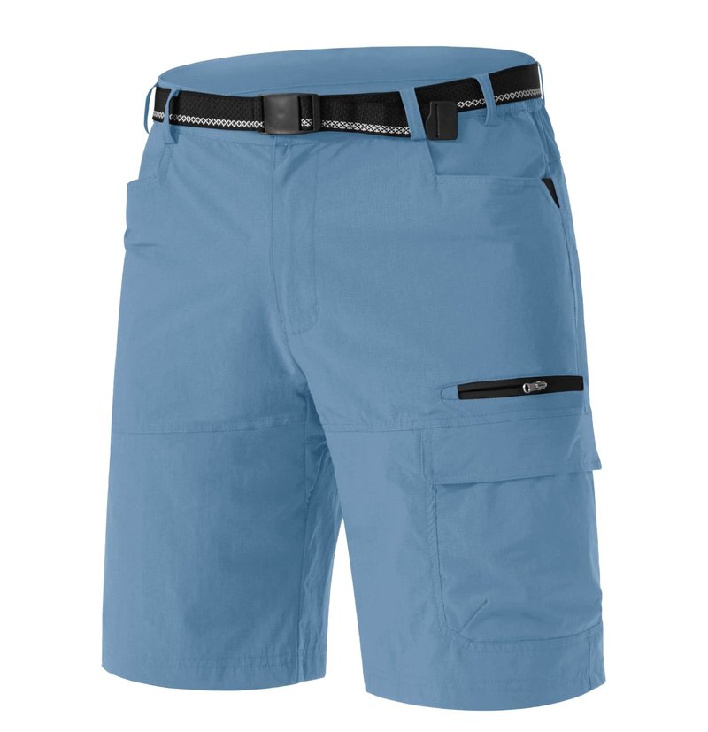 TACVASEN Men's Casual Shorts Lightweight Quick Dry Cargo Hiking Tactical Shorts Golf Dress Outdoor Summer with Pockets Light Blue 30