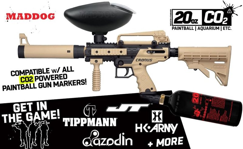 Maddog 20 Oz Refillable Aluminum CO2 Paintball Tank | Lightweight & Durable Design