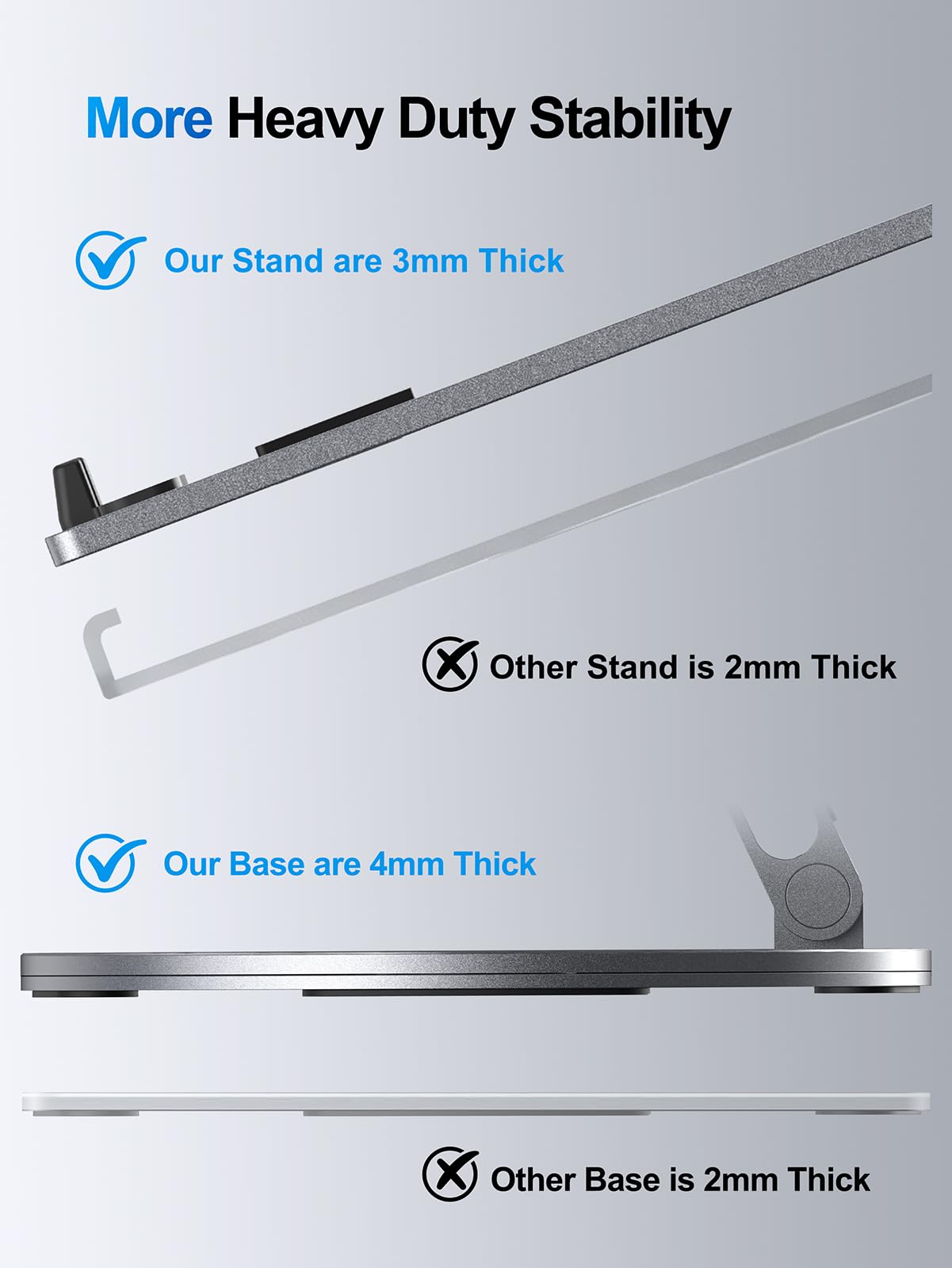 YICOSUN Adjustable Laptop Stand for Desk - 360° Rotating Ergonomic Riser with Aluminum Cooling Vents & Sturdy Construction for 10-16 Inch MacBook Pro/Air, Foldable Portable for Office & Home - Gray