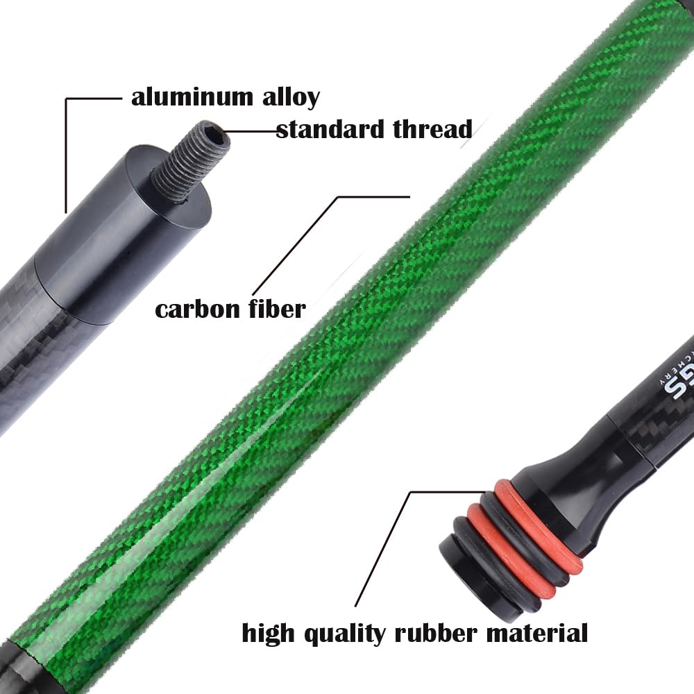 AMEYXGS 6/8/10/12 Inch Archery Bow Stabilizer Carbon Fiber Balance Bar Rod Side Rod Stabilizer Dampen Weight for Compound Bow Recurve Bow Accessory (Green, 10 Inch)