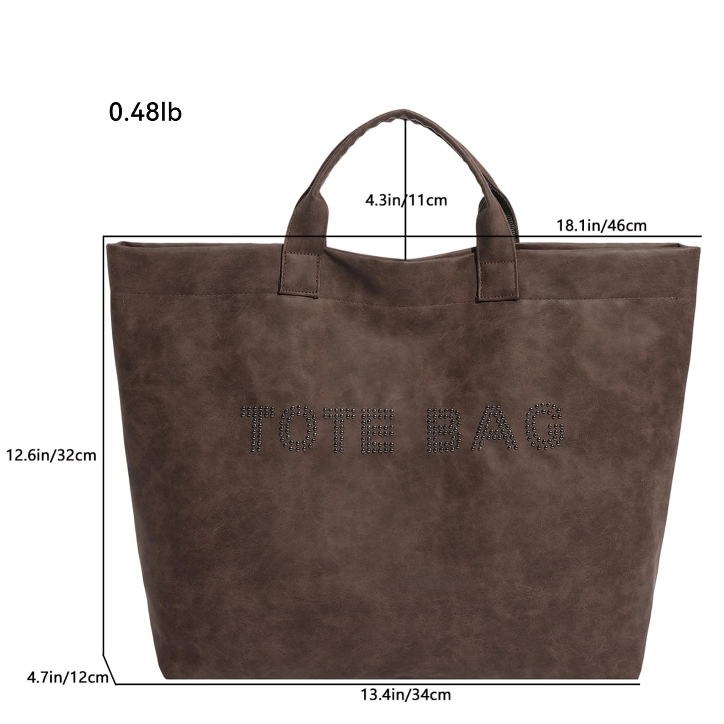 QCXBD Large Tote Bag for Women PU Leather Tote Purse for Work Travel Hobo Bag Vegan Leather Handbag (Coffee Brown_1)