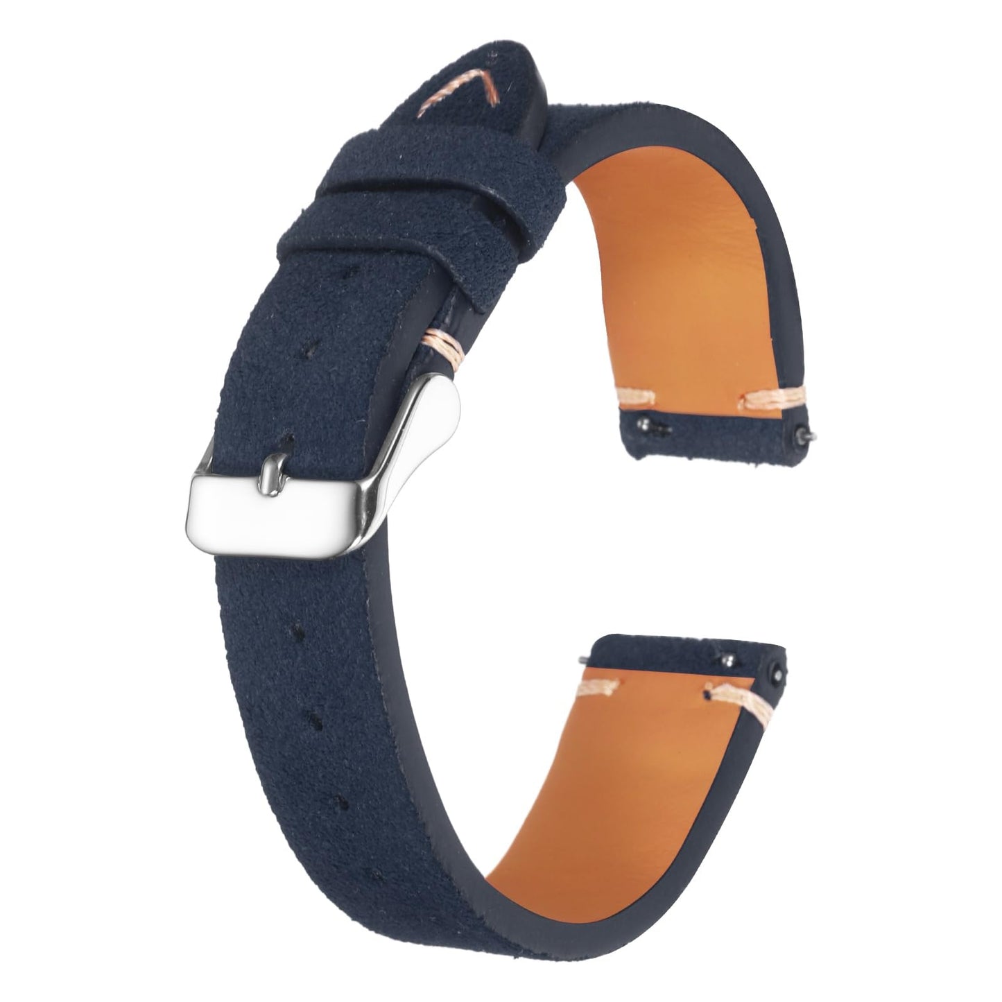 HARFINGTON Leather Watch Band 18mm Width Watch Strap Top-Grain Suede Cowhide Wrist Bands Replacement with Stainless Steel Buckle for Men Women, Dark Blue