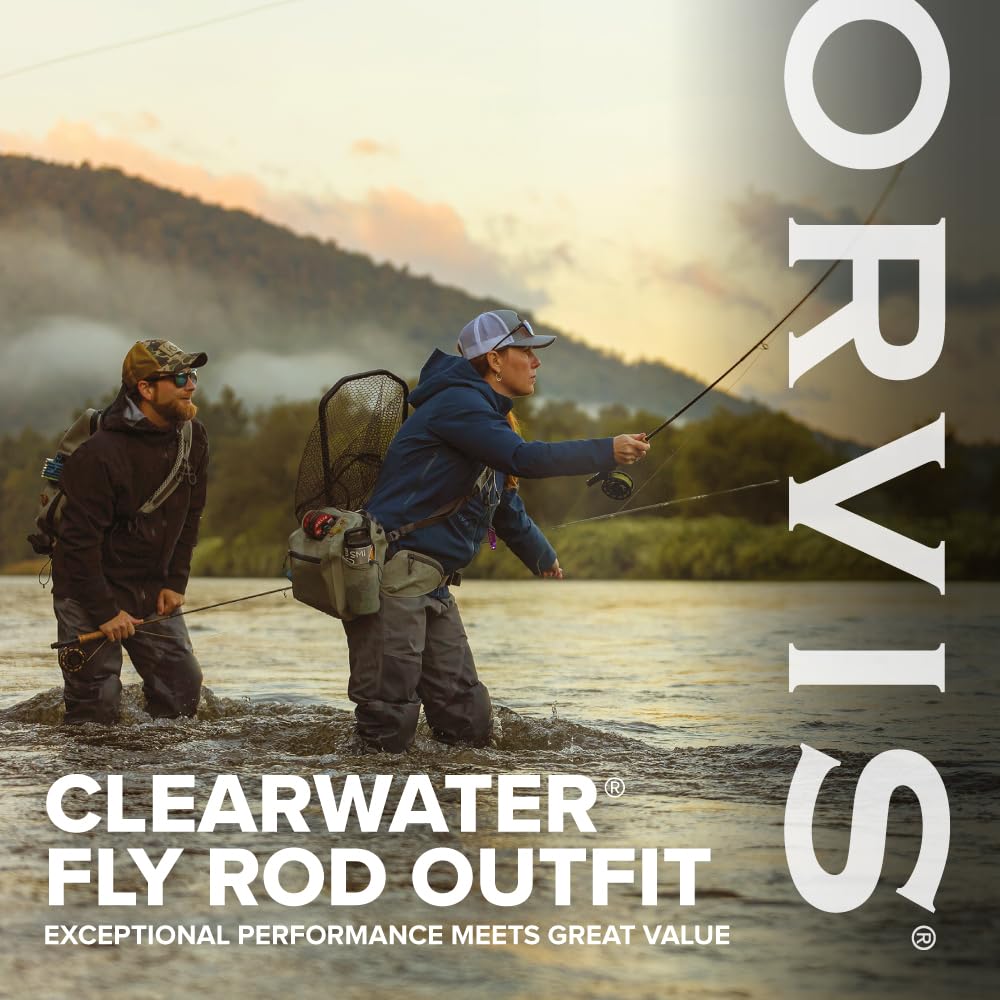 Orvis Clearwater Fly Rod Outfit - Fishing Rod and Reel Combo with Black Chrome Blank, Ceramic Guides, Durable Reel Seat, and Rod Tube - 8'6 5Wt 4pc