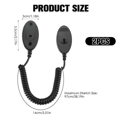 Magnetic Remote Leash Control Holder with Security Cable, Retractable Tidy Anti-lost Rope Organizer Easy Installation Stable Suitable for Projector TV Fan and Air Conditioner Remotes (2Pcs Black, S)
