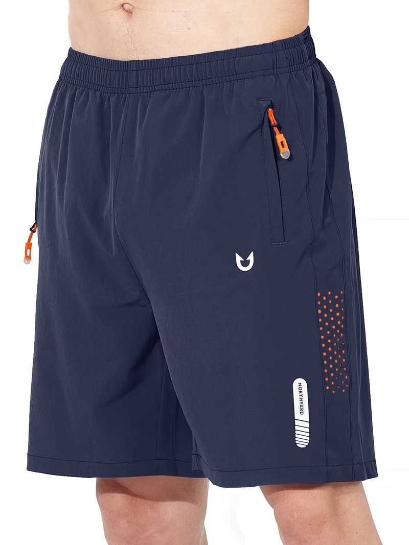 NORTHYARD Men's Athletic Running Shorts Gym Workout 7"/9"/5" Quick Dry Lightweight Sports Basketball Tennis 3 Zipper Pockets Navy XL