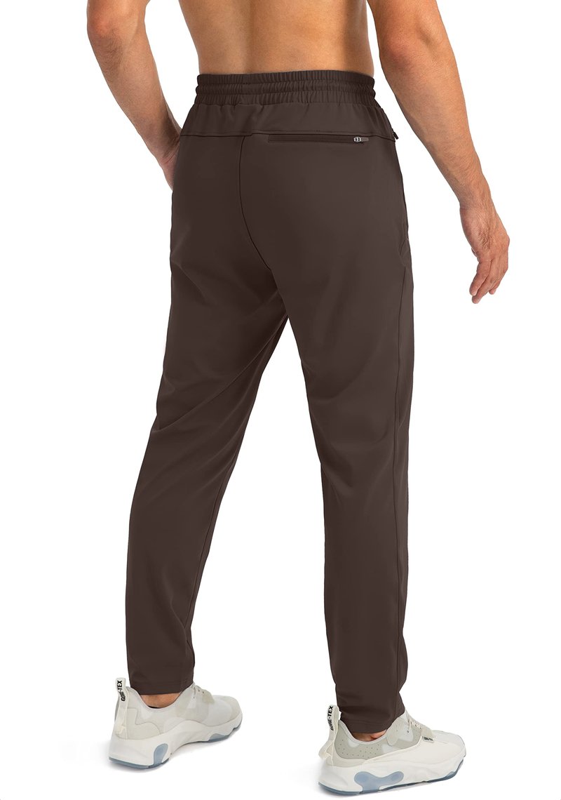 G Gradual Men's Sweatpants with Zipper Pockets Tapered Joggers for Men Athletic Pants for Workout, Jogging, Running (Brown, Medium)