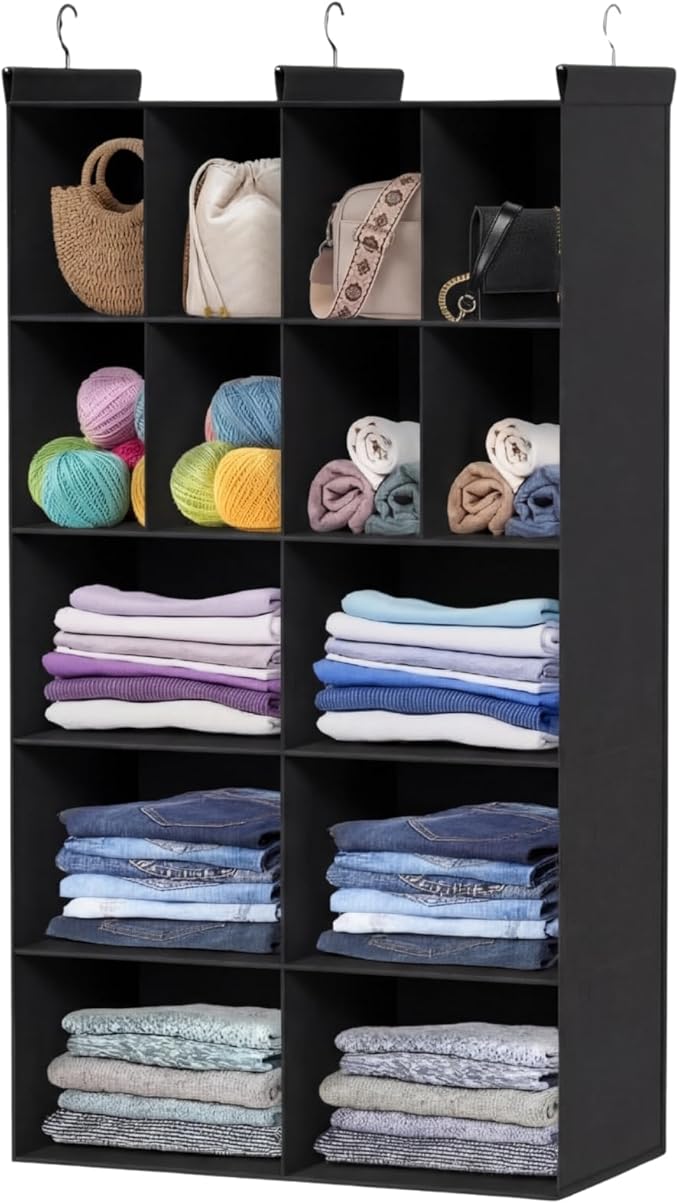 Ofiray-home 5 Tier Hanging Closet Organizer, 14 Compartments Sweater Organizer