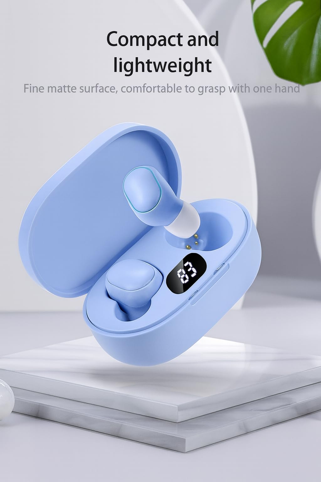 Acuvar Waterproof Bluetooth Headphone Wireless Earbuds – Bluetooth 5.0 Earbud Wireless Headphone with Microphone, Touch Controls, Noise Cancelling, 3D Stereo Bass & Smart LCD Charging Case (Blue)