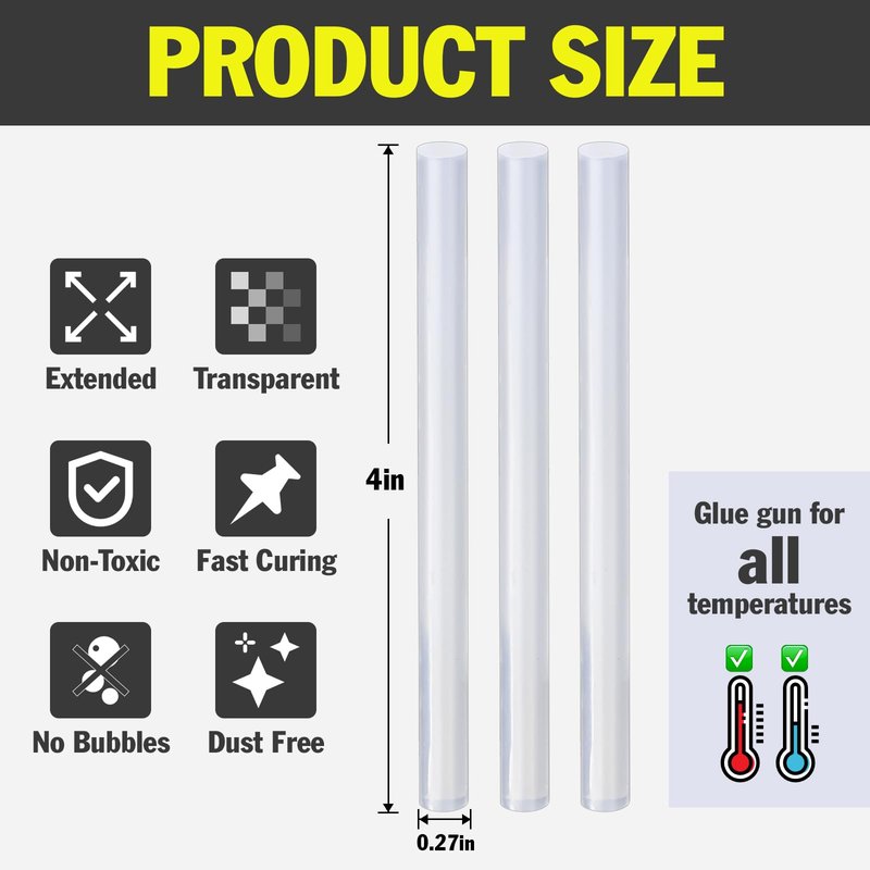 600 Pack Mini Hot Glue Sticks, 4" Long x 0.27" Diameter Glue Sticks for Mini Glue Guns, Multipurpose for Wood, Metal, Glass, Plastic, Floral, Fabric, Leather, Foam, Floral