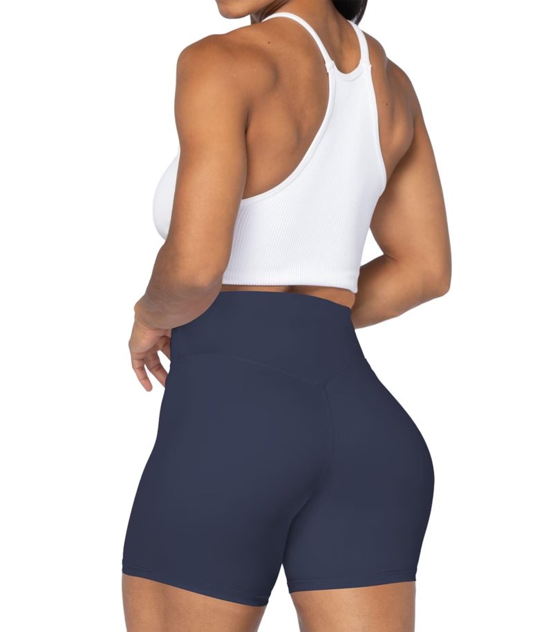 Sunzel No Front Seam High Waist Biker Shorts for Women, Squat Proof Yoga Workout Gym Bike Shorts 8-Inch Inseam Ash Blue X-Large