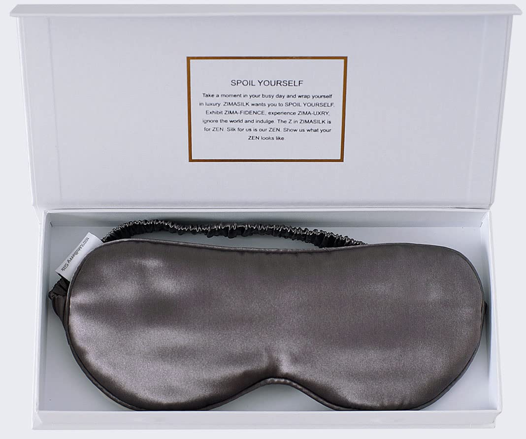 ZIMASILK Adjustable 100% 22 Momme Mulberry Silk Sleep Mask for Sleeping, Filled with Premium Mulberry Silk, Softest & Breathable Blackout Eye Sleeping Mask (Black)
