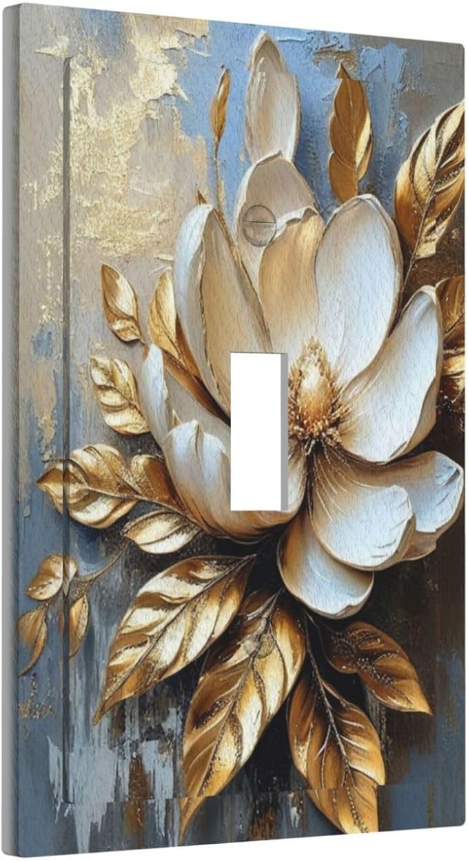 Decorative Art Light Switch Covers Gilded Bloom Single Toggle Wall Plate Decorative Switchcover Electrical Switchplate for Home Decor