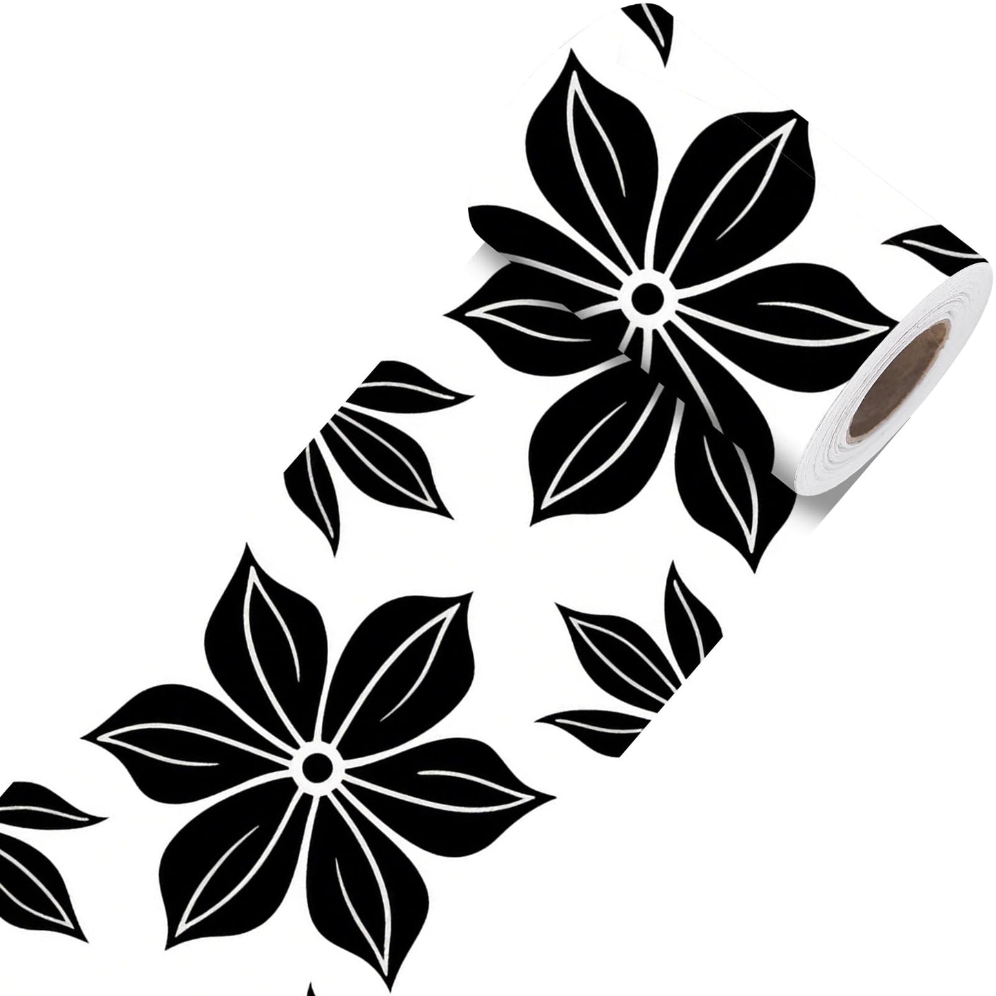 Nuxovilar Wallpaper Border Peel and Stick, Black & White Mosaic Pattern Self-Adhesive Wallpaper, PVC 3.94×16.4 Ft, Ideal for Bathroom, Accent Walls, Modern Decor