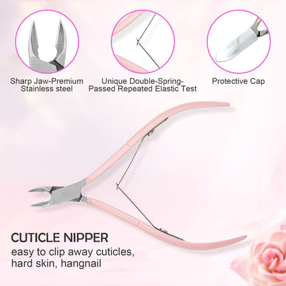Makartt Cuticle Trimmer with Cuticle Pusher, Silver Nail Trimmer Nail Care Manicure and Pedicure Kit with Stainless Steel Cuticle Nipper and Dual End Nail Pushers for Home Salon Use (Pack of 3 PCS)