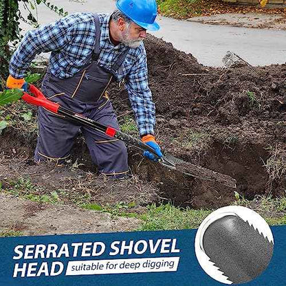 Drain Spade Shovel - Trenching, Transplanting, Narrow, Serrated for Digging, 44 Inches