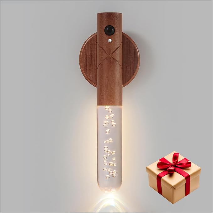 Motion Sensor Light Indoor, Battery Operated LED Lights for Bedroom, 3 Colors & Dimmable, Portable Rechargeable Wall Sconce for Bathroom Hallway Stair Garage Understairs Cupboard Kids Gift(Crystal)