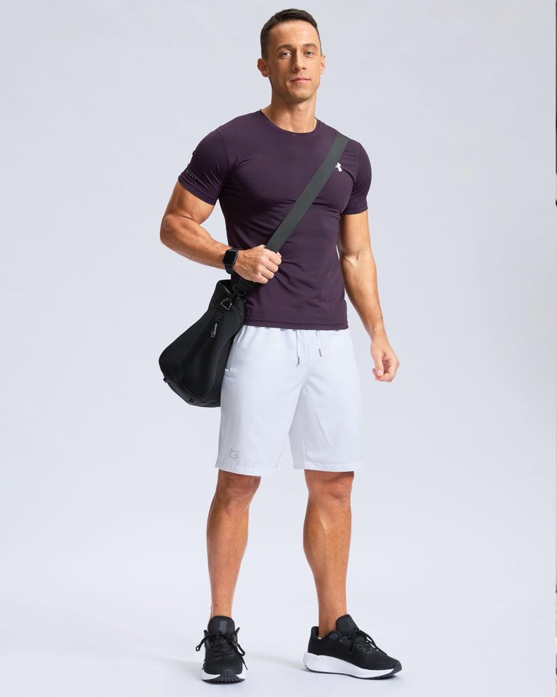 G Gradual Men's Athletic Running Shorts with Zipper Pockets Quick Dry 7"/ 5"/ 9" Workout Gym Shorts for Basketball Hiking(White,5XXL)