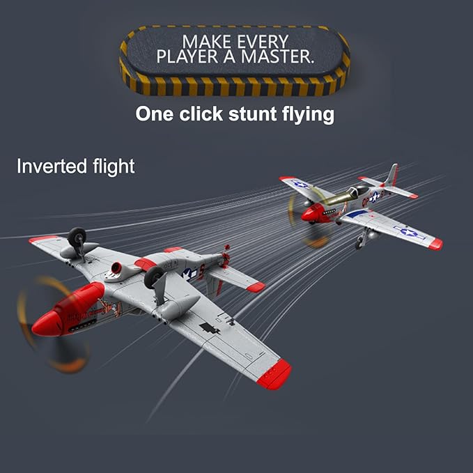 690MM 27Inch P-51D P51 Mustang Large Brushless Remote Controlled Plane Airplane for Beginners Adults 14Y+ Expert 4CH Hobby RC Glider 3D Aerobatic / 6G Gyro Xpilot 1/16 (RTF 2-Batteries)