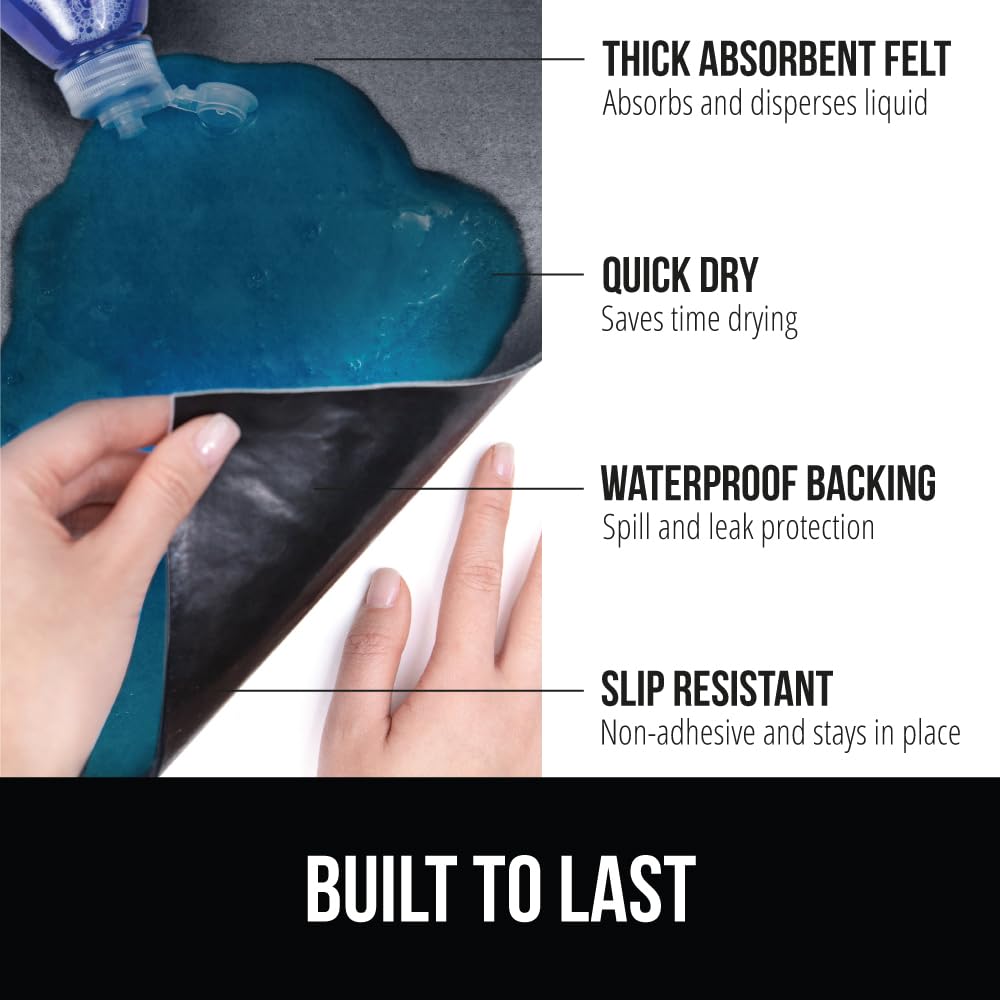 GORILLA GRIP LeakGuard Non-Adhesive Under Sink Mat for Kitchen Cabinet, Waterproof Quick Dry Shelf Liner, Durable Absorbent Felt Mats for Bathroom Sinks, Cabinets, Dresser, Easy to Trim 24x24 Charcoal
