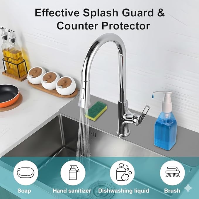 Customizable Faucet Mat for Kitchen Sink: 30"L x 5.5"W DIY Cuttable Bathroom