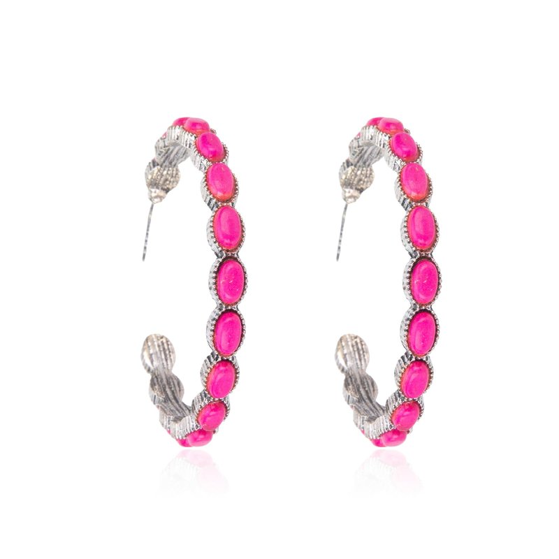 Rustic Couture's Western Navajo Beaded Hoop Earrings for Women Cowgirl Country Concho Lightweight Statement Jewelry RCE-1064SL