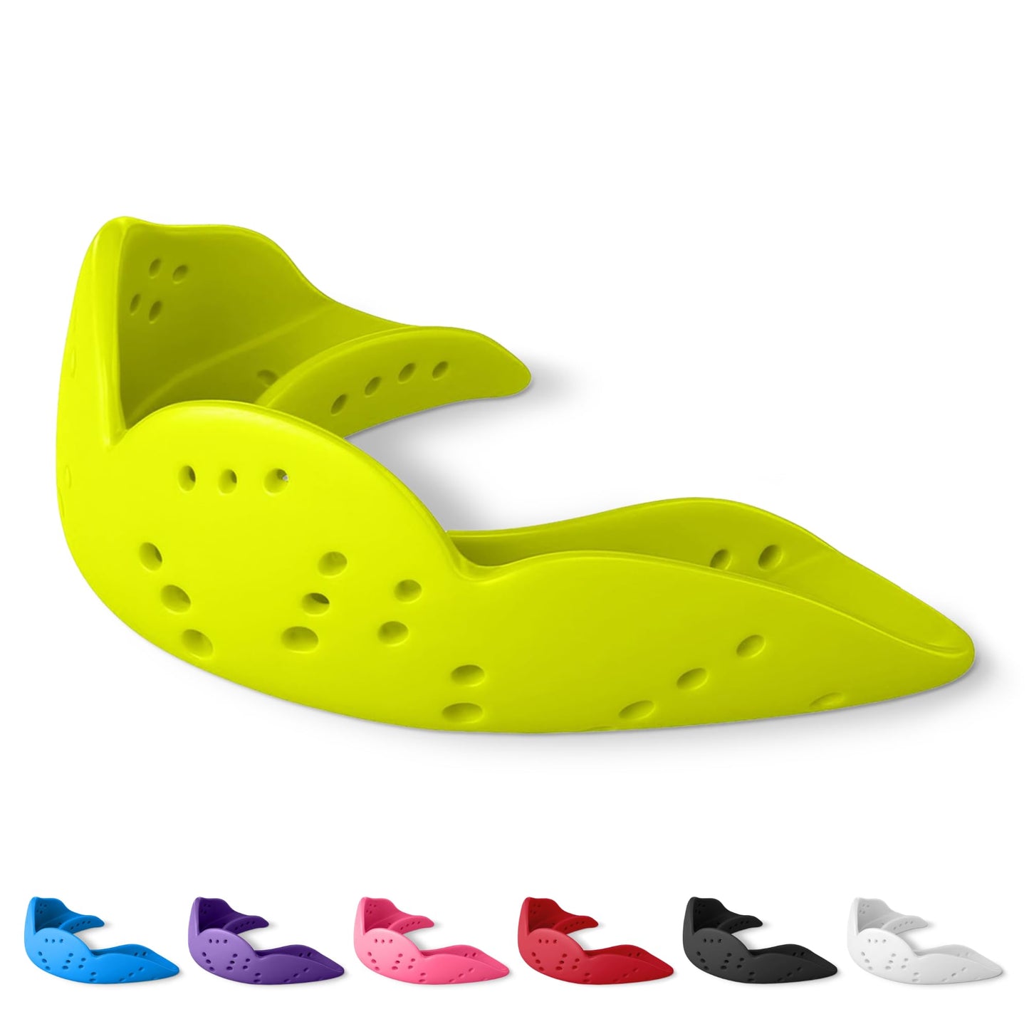 SISU Aero Small Mouthguard, Neon Flash - 30% Stronger Protection for Lacrosse, Football, Hockey, Roller Derby, Team Sports - Remoldable Up to 20 Times - Ultra Slim - Non Toxic