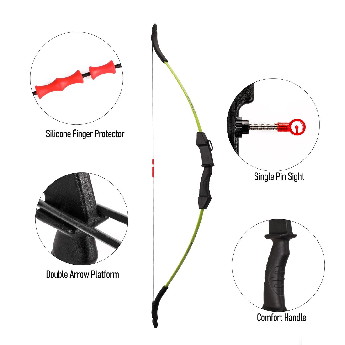LWANO Bow and Arrow Set for Kids, Archery Beginner Gift with 10 Arrows, 5 Target Face, Ideal for Kids, Youths, Teens, Perfect for Left & Right Handers (Green)