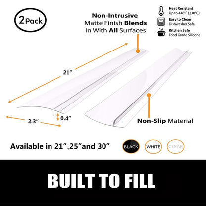SEVCHY Silicone Stove Gap Covers (2 pack), Oven Gap Filler, Heat Resistant Stove Gap Filler, Seal Gap between Stovetop and Counter, Easy Clean (21 inch, Clear)