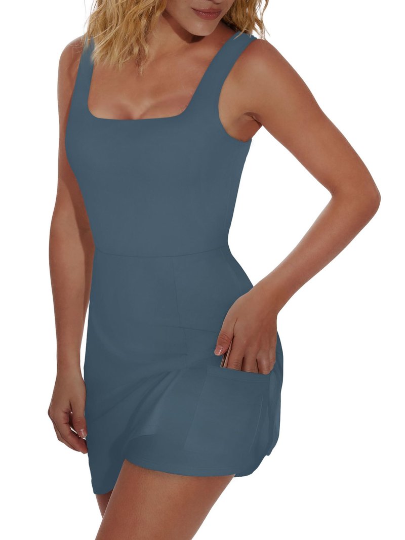 OFEEFAN Womens Athletic Dress Tennis Golf Bodycon Workout Active Skort Summer Clothes Casual Graduation Concert Date Spring Outfits Steel Blue S