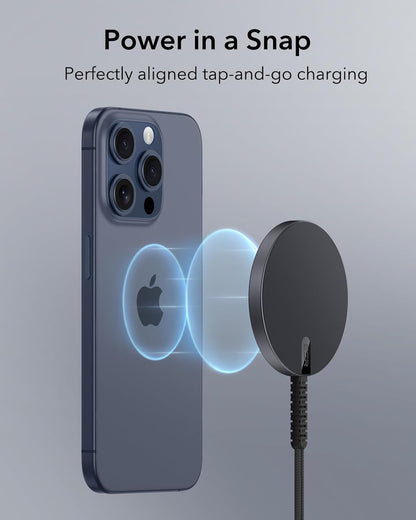 ESR for MagSafe Charger 15W Wireless Charger for iPhone 17/16/15/14/13/12 Apple Magnetic Charging Pad for AirPods 4/3/Pro/Pro 2 Galaxy S25 Series with Dual USB A/C Ports, Black