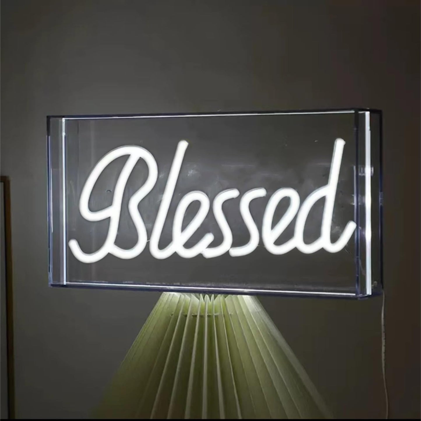 Blessed Neon Signs for Countertop,LED Blessed Neon Lights Marquee Letter Lightbox Neon Sign Decorative Lamp for Party Desk Bedroom Home Birthday Art Decoration,USB Powered 11.8"*5.9"*1.7"（White）