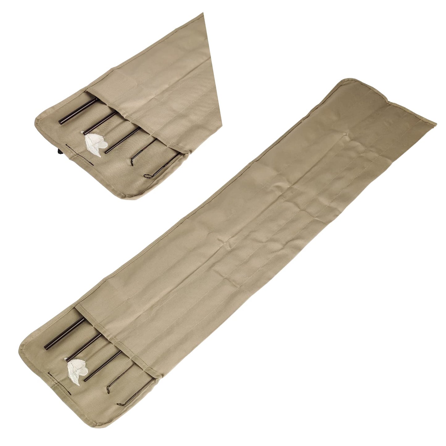 EUPHENG Cotton Cloth Fly Fishing Rod Sleeve Cover Pole Sock Glove Protector Bag Pouch with 5 Compartments (8'0''-8'6'' 4sec with Extra tip, Milk)