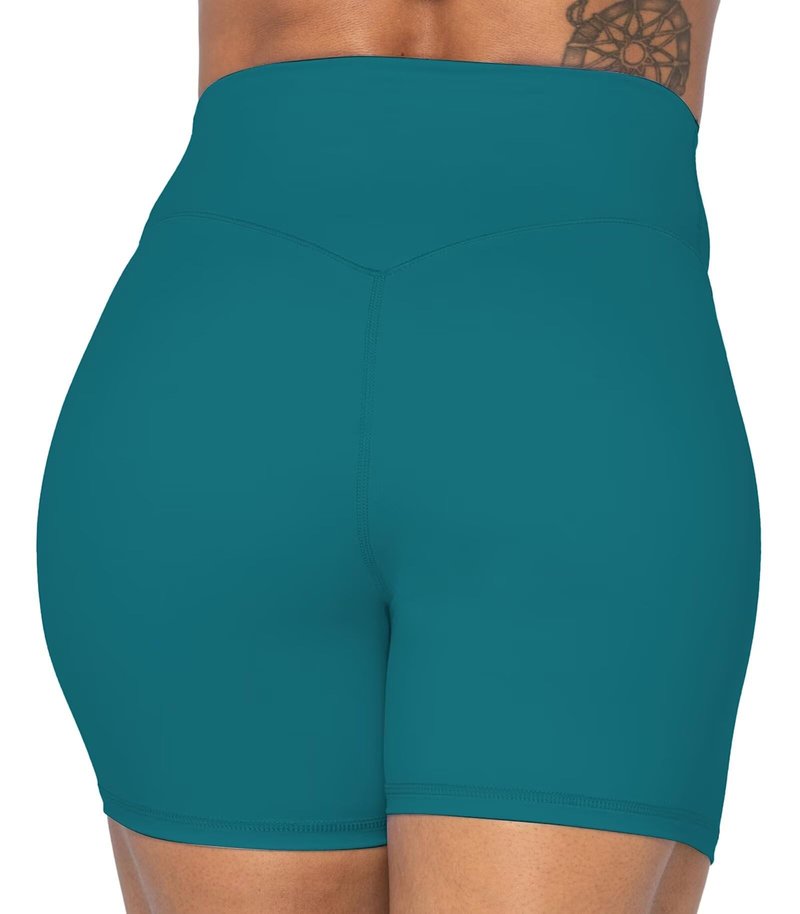 Sunzel Women's Biker Shorts in High Waist Tummy Control with No Front Seam 5" Deep Lagoon X-Large