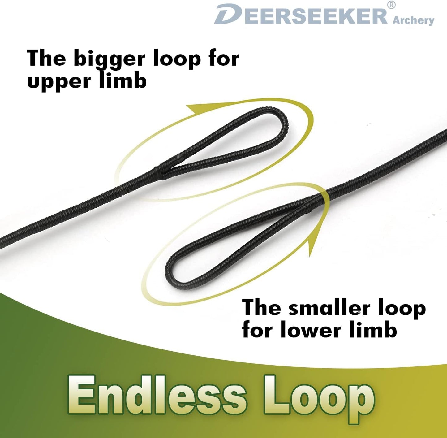 Deerseeker Archery Bowstring Set with 2 Nocking Points Dacron Recurve Bow String Replacement 12, 14, 16 Strands for Traditional Longbow Bow Shooting 48-70 inches（Brown, 1pcs ）