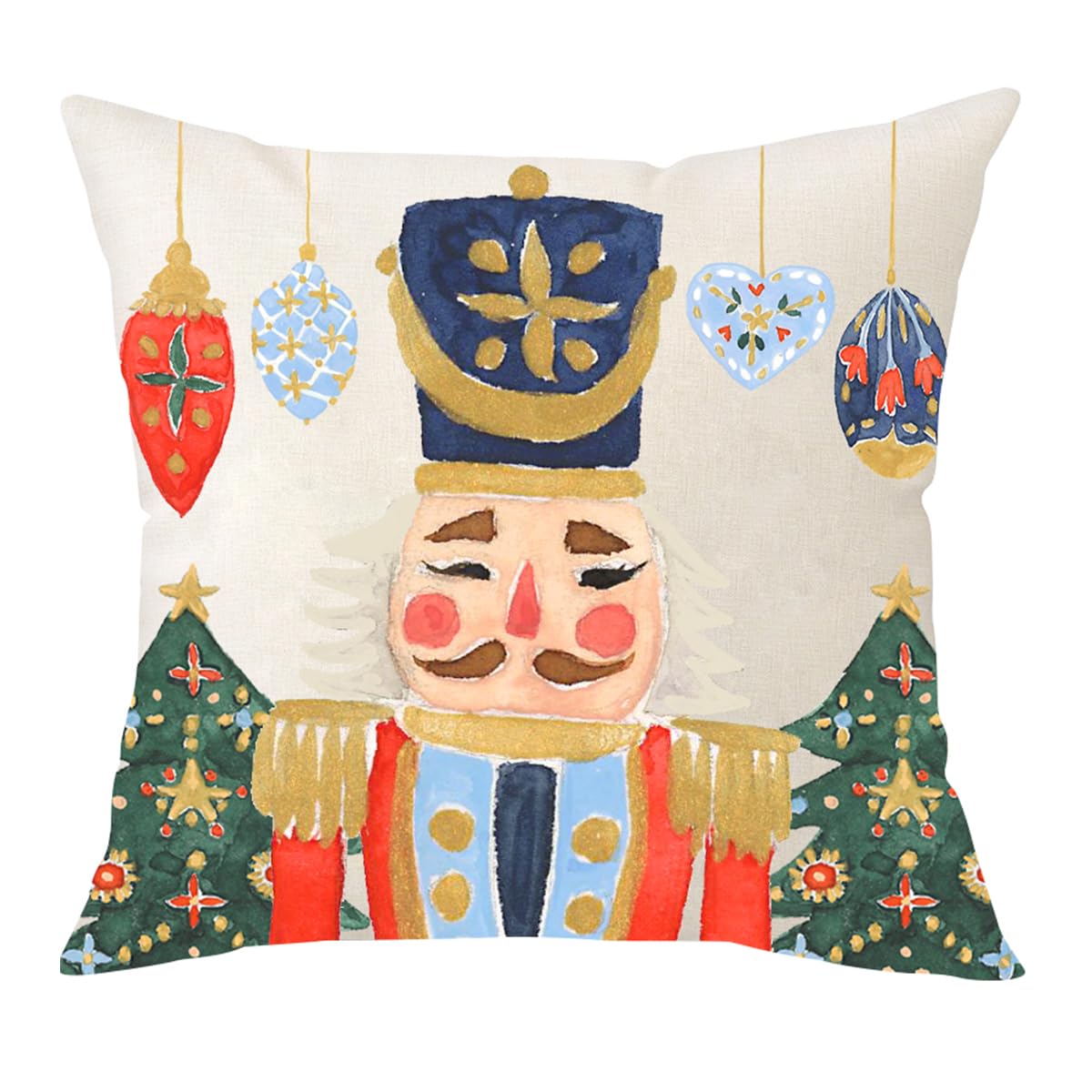 MFGNEH Christmas Pillow Covers 18x18 Merry Christmas Nutcracker Decoration Holiday Farmhouse Christmas Winter Decor Throw Cushion Case for Home Couch