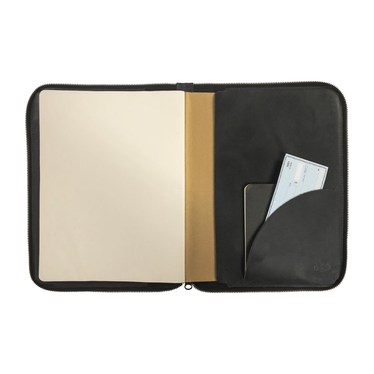Hide & Drink, Zippered Journal Cover for Moleskine Notebook, XXL Size (8.5 x 11 in. Notebook NOT Included) Full Grain Leather, Handmade, Charcoal Black