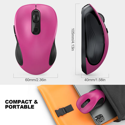 WisFox 2.4G Wireless Mouse for Laptop, Ergonomic Computer Mouse with USB Receiver and 3 Adjustable Levels, 6 Button Wireless Mice for Windows Mac PC Notebook (Grey)