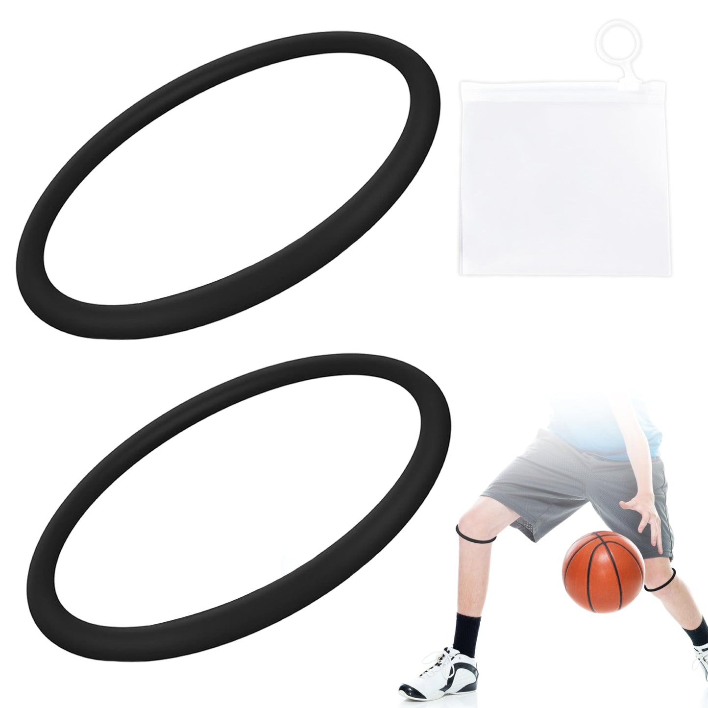 Tzwhwcx 2PCS Patellar Tendon Support Strap for Knee Pain Relief, Basketball Knee Strap Brace Support Band, Non-Slip Patella Band for Running, Volleyball, Tennis, Squats(Black + Waterproof Zipper Bag)