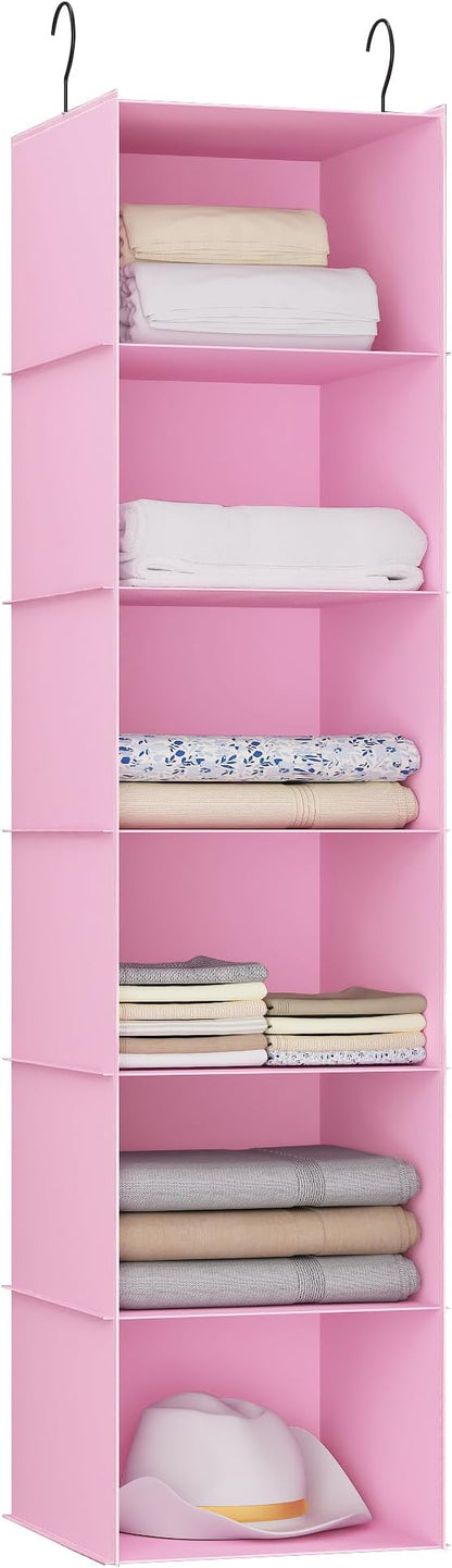 Hanging Closet Organizer, Easy Mount Foldable 6-Shelf Hanging Closet Wardrobe