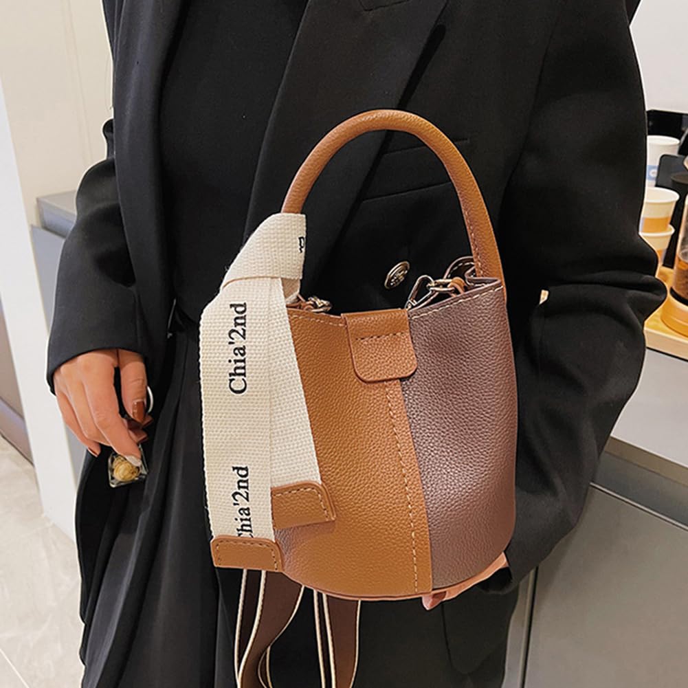 WADORN DIY PU Leather Bag Making Kit for Women, Handbags Sewing Kit for Adult DIY Bucket Bag Making Kit with Lined Pockets DIY Purse Cross Leather Craft Bag Making Supplies, 6.7x6.7 Inch, Brown